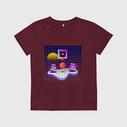 Футболка хлопковая детская АБСТРАКЦИЯ ПРОСТРАНСТВА, цвет: меланж-бордовый