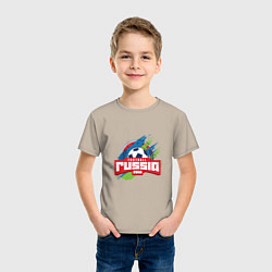 Футболка хлопковая детская Football Russia 2018, цвет: миндальный — фото 2