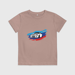 Футболка хлопковая детская BMW True, цвет: пыльно-розовый