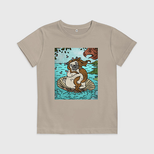 Детская футболка Рождение мопса / Миндальный – фото 1