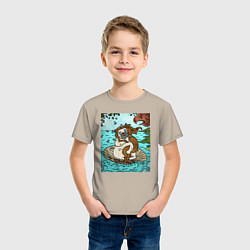 Футболка хлопковая детская Рождение мопса, цвет: миндальный — фото 2