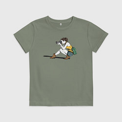 Футболка хлопковая детская Девушка фотограф за работой, цвет: авокадо