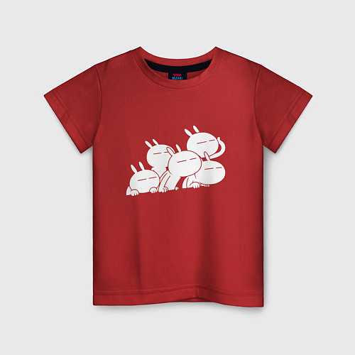 Детская футболка Компашка зайцев Tuzki / Красный – фото 1