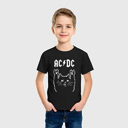 Футболка хлопковая детская ACDC РОК КОТ, цвет: черный — фото 2