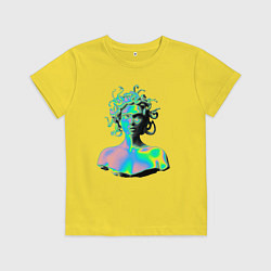 Футболка хлопковая детская Gorgon Medusa Vaporwave Neon, цвет: желтый