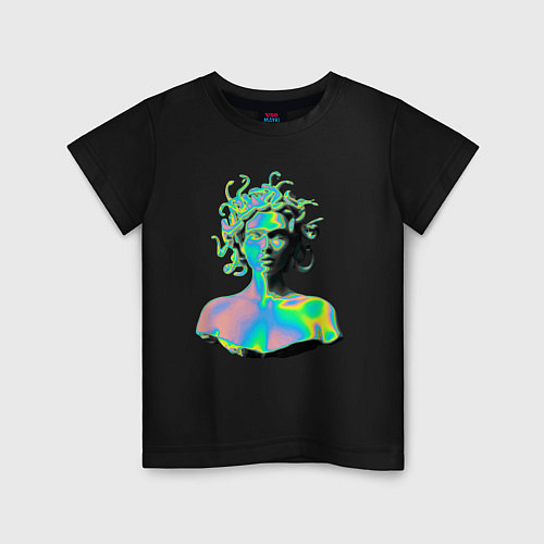 Детская футболка Gorgon Medusa Vaporwave Neon / Черный – фото 1