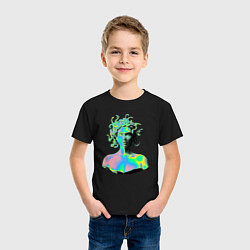 Футболка хлопковая детская Gorgon Medusa Vaporwave Neon, цвет: черный — фото 2