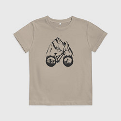 Футболка хлопковая детская Эндуро рога, цвет: миндальный