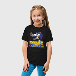 Футболка хлопковая детская Sonic Colours Hedgehog Video game, цвет: черный — фото 2