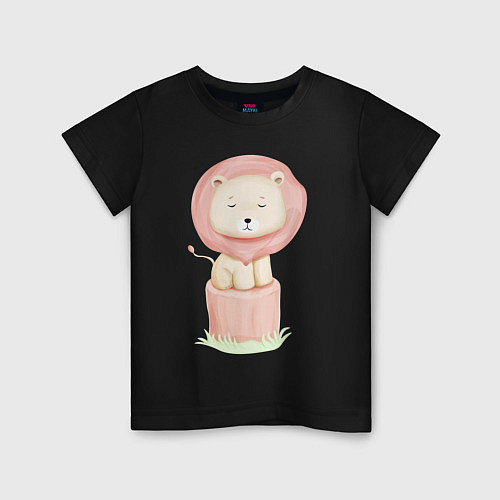 Детская футболка Милый Львёнок На Пеньке / Черный – фото 1