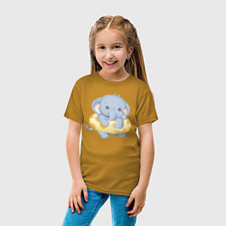 Футболка хлопковая детская Милый Слонёнок С Плавательным Кругом, цвет: горчичный — фото 2