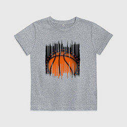 Футболка хлопковая детская Баскетбольный мяч в разрыве, цвет: меланж