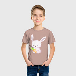 Футболка хлопковая детская Милый Крольчонок С Морковкой, цвет: пыльно-розовый — фото 2