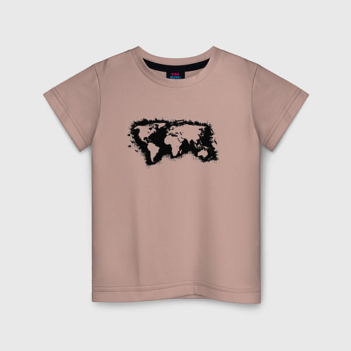 Детская футболка Карта Мира в кляксах / Пыльно-розовый – фото 1