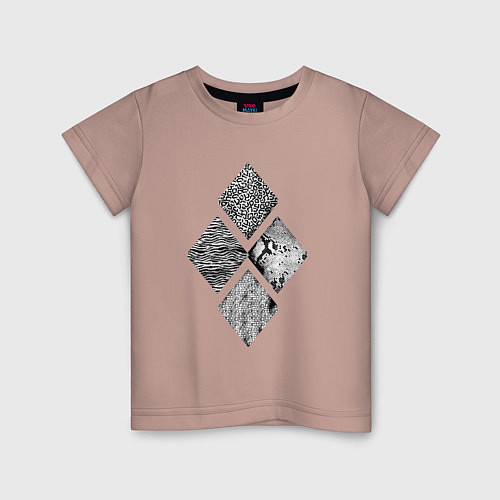 Детская футболка Шкура животных в ромбе / Пыльно-розовый – фото 1
