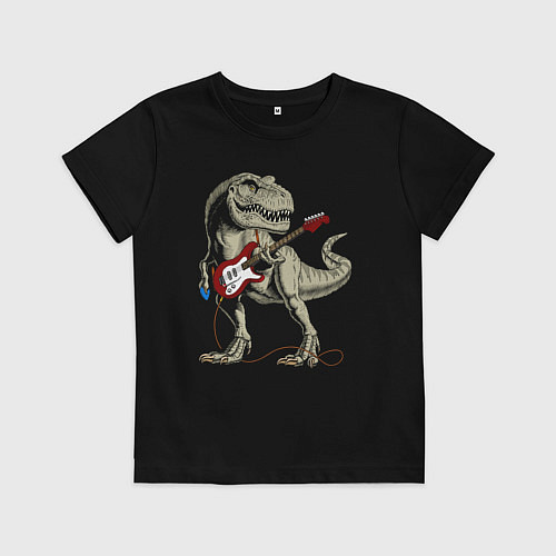 Детская футболка Динозавр рокер / Черный – фото 1