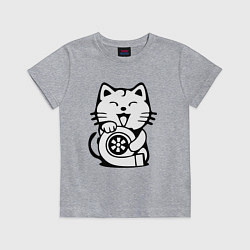 Футболка хлопковая детская JDM Cat & Engine Japan, цвет: меланж