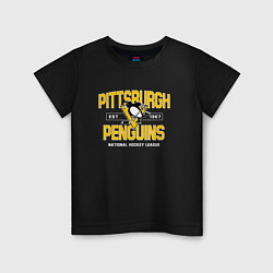 Футболка хлопковая детская Pittsburgh Penguins Питтсбург Пингвинз, цвет: черный