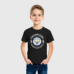 Футболка хлопковая детская Manchester City Champions 2122, цвет: черный — фото 2