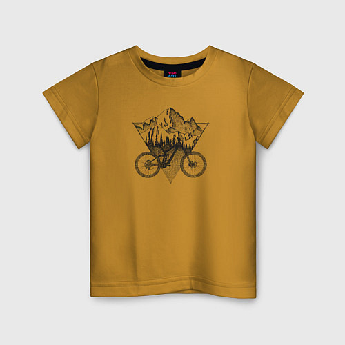 Детская футболка Mountains bikes / Горчичный – фото 1
