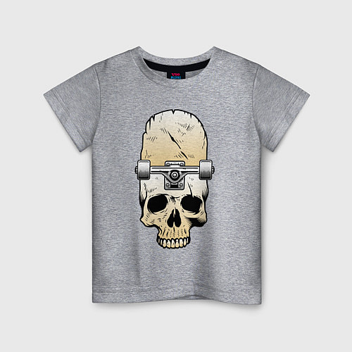 Детская футболка Череп - скейтборд Экстрим Skull - Skateboard Extre / Меланж – фото 1