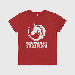 Футболка хлопковая детская Любители лошадей стойкие люди, цвет: красный