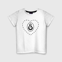 Футболка хлопковая детская Лого Galatasaray в сердечке, цвет: белый