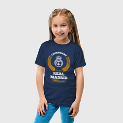 Футболка хлопковая детская Лого Real Madrid и надпись Legendary Football Club, цвет: тёмно-синий — фото 2
