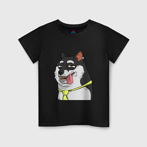 Детская футболка NFT DOGE stuck out his tongue / Черный – фото 1