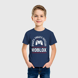 Футболка хлопковая детская Roblox: Пришел, Увидел, Победил, цвет: тёмно-синий — фото 2