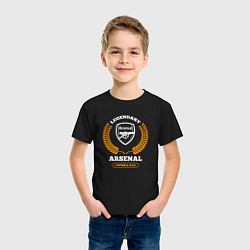 Футболка хлопковая детская Лого Arsenal и надпись Legendary Football Club, цвет: черный — фото 2