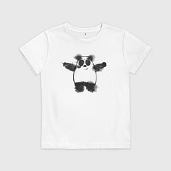 Футболка хлопковая детская Акварельная панда, цвет: белый