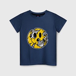 Футболка хлопковая детская Smile Skull, цвет: тёмно-синий