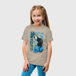 Футболка хлопковая детская Футболка с изображением черепа кошки, цвет: миндальный — фото 2