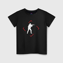 Футболка хлопковая детская Символ Counter Strike в красном ромбе, цвет: черный