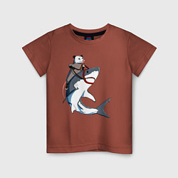 Футболка хлопковая детская Опоссум верхом на акуле, цвет: кирпичный