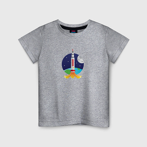 Детская футболка Ракета в космосе / Меланж – фото 1