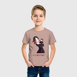 Футболка хлопковая детская Love is war Кагуя Синомия, цвет: пыльно-розовый — фото 2