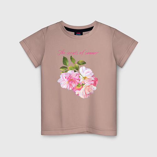 Детская футболка Ароматы лета розовые розы лето / Пыльно-розовый – фото 1