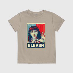 Футболка хлопковая детская Stranger Things Eleven, цвет: миндальный