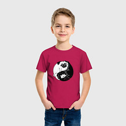 Футболка хлопковая детская Собачий Инь Янь, цвет: маджента — фото 2