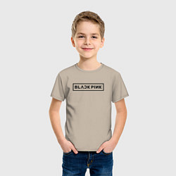 Футболка хлопковая детская BLACKPINK LOGO, цвет: миндальный — фото 2