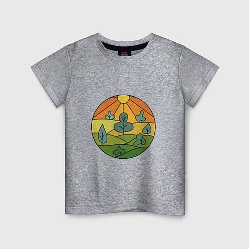 Детская футболка Поле деревья солнце / Меланж – фото 1