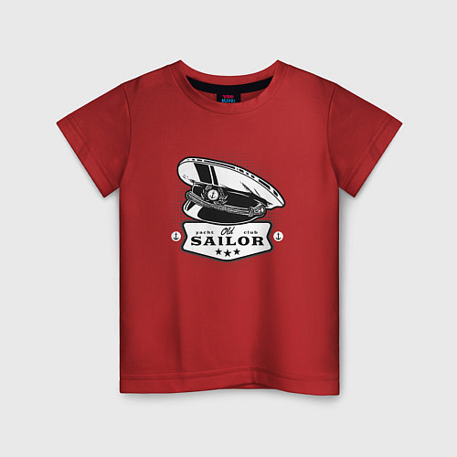 Детская футболка Фуражка кепка моряка - матроса / Красный – фото 1