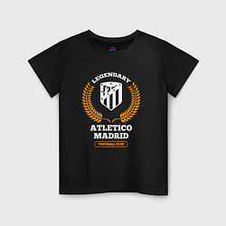 Футболка хлопковая детская Лого Atletico Madrid и надпись Legendary Football, цвет: черный