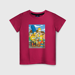 Футболка хлопковая детская Любимые Симпсоны, цвет: маджента