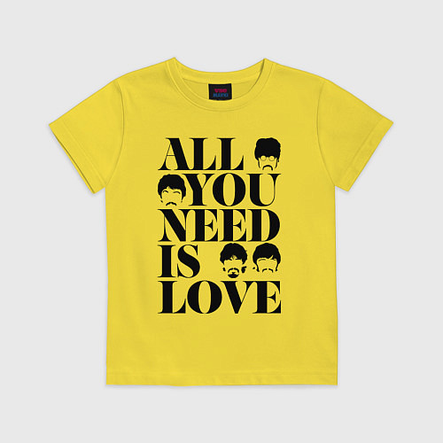 Детская футболка ALL YOU NEED IS LOVE THE BEATLES / Желтый – фото 1