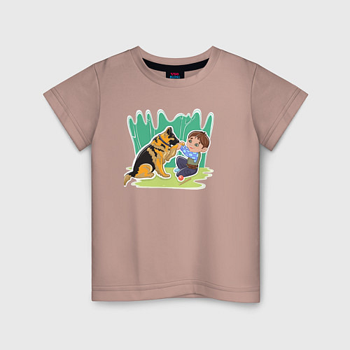 Детская футболка Маленький дрессировщик Собаки / Пыльно-розовый – фото 1