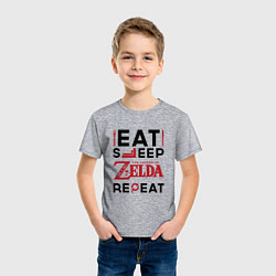 Футболка хлопковая детская Надпись: Eat Sleep Zelda Repeat, цвет: меланж — фото 2