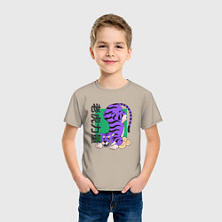 Футболка хлопковая детская Purple Tiger, цвет: миндальный — фото 2